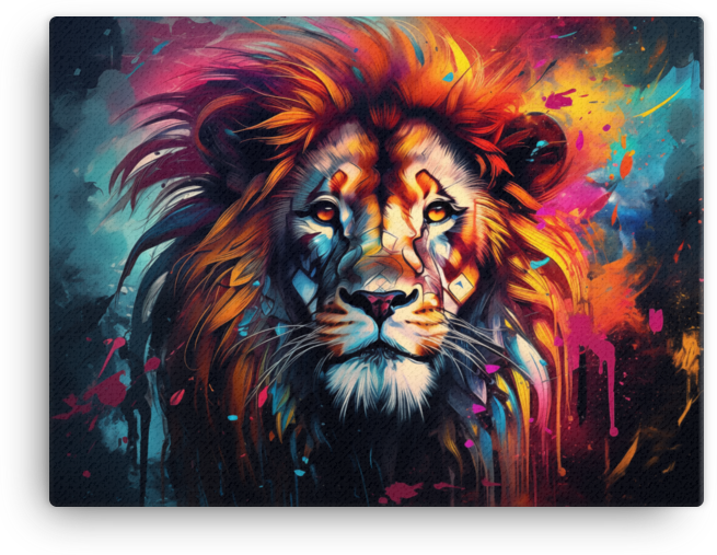 Cosmic Fury Lion Canvas Wall Art