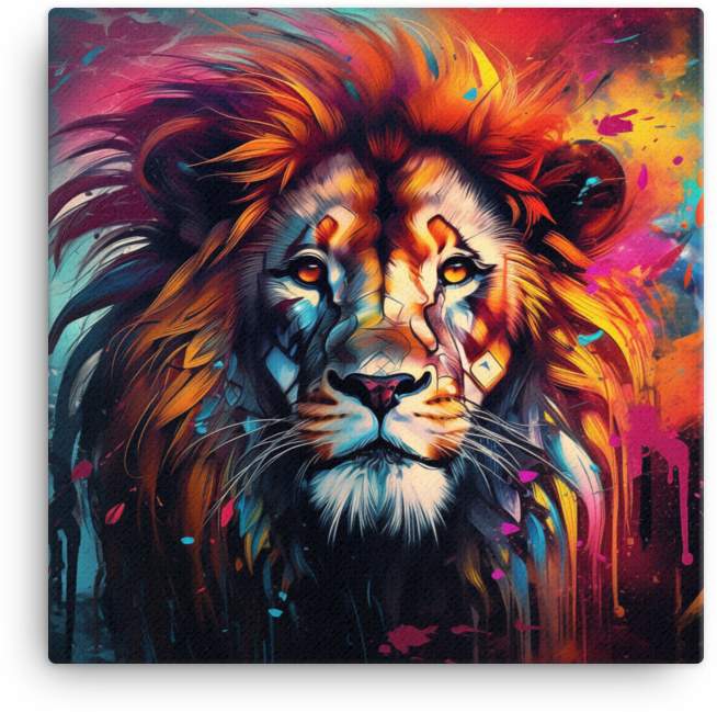 Cosmic Fury Lion Canvas Wall Art