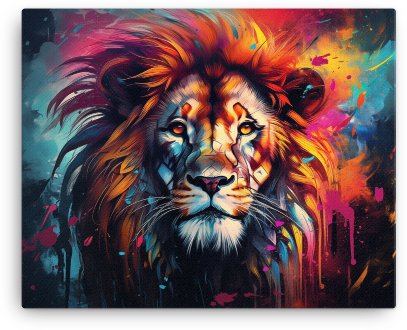 Cosmic Fury Lion Canvas Wall Art