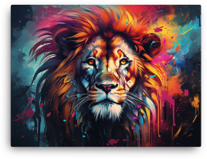 Cosmic Fury Lion Canvas Wall Art