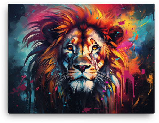 Cosmic Fury Lion Canvas Wall Art