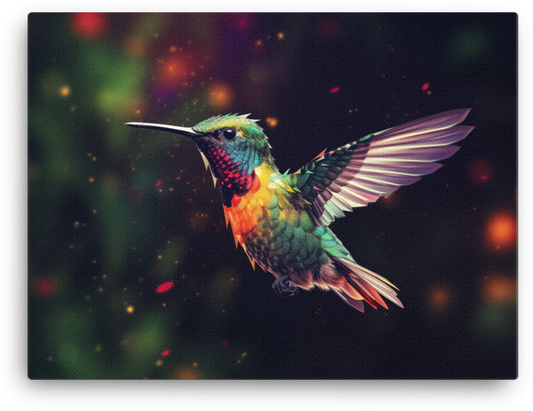 Cosmic Hummingbird Flight Canvas Wall Art