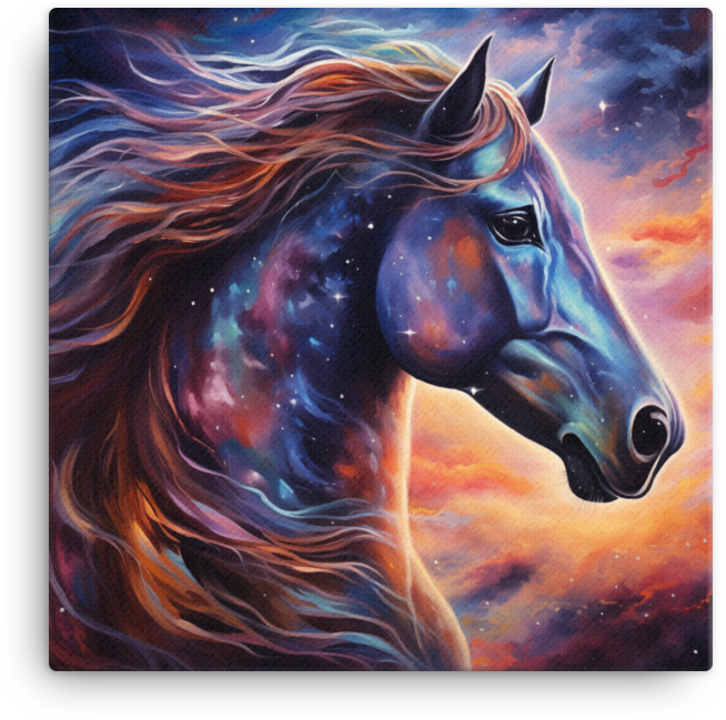 Cosmic Mane Horse Canvas Wall Art