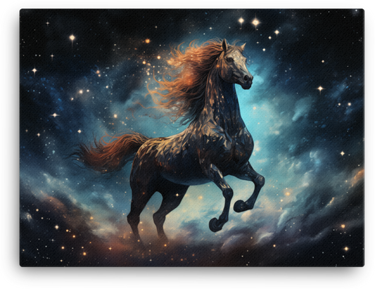 Cosmic Mane Horse Canvas Wall Art