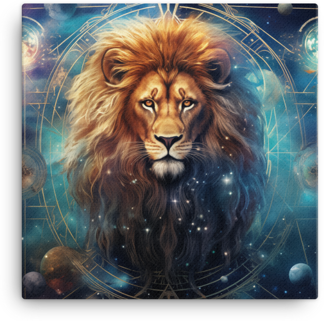 Cosmic Mane Lion Astral Canvas Wall Art