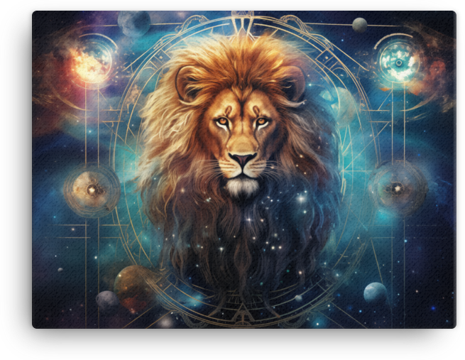 Cosmic Mane Lion Astral Canvas Wall Art