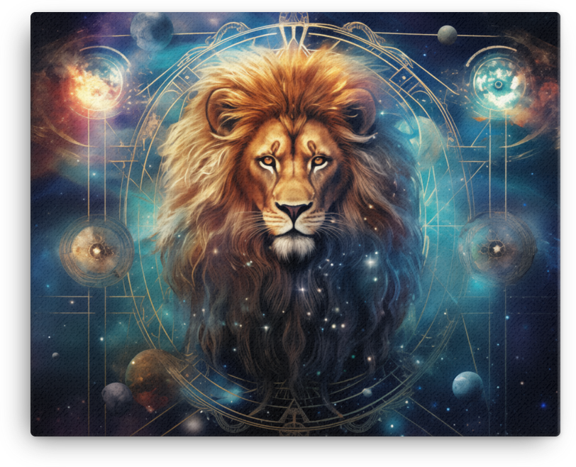 Cosmic Mane Lion Astral Canvas Wall Art