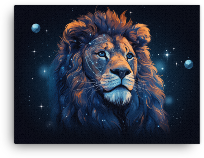 Cosmic Mane Lion Canvas Wall Art