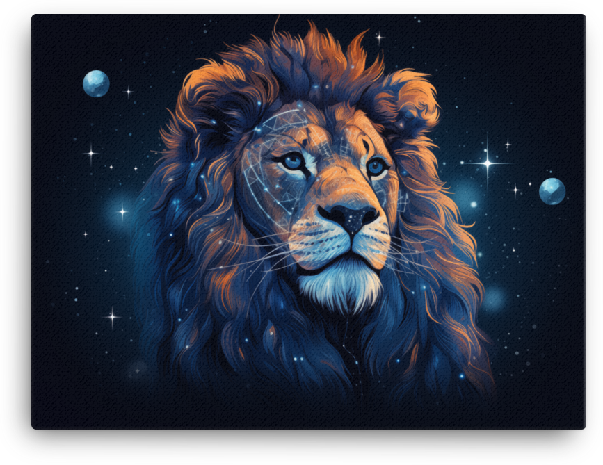 Cosmic Mane Lion Canvas Wall Art