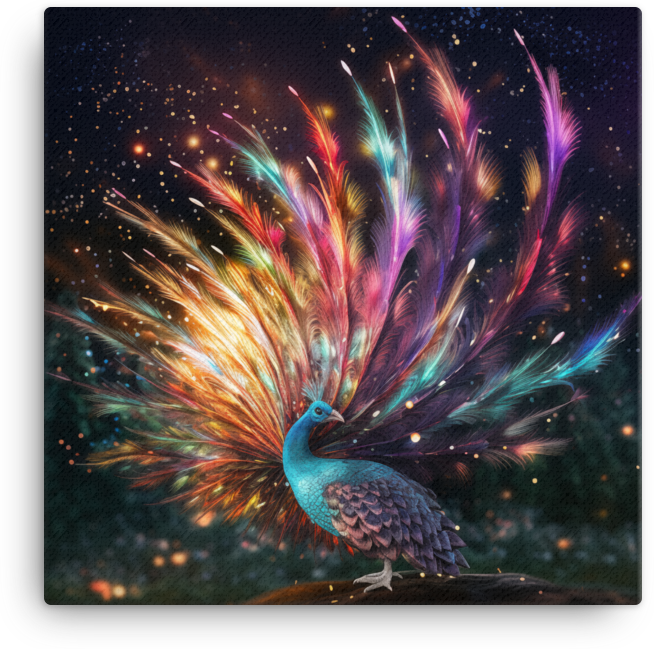 Cosmic Peacock Splendor Canvas