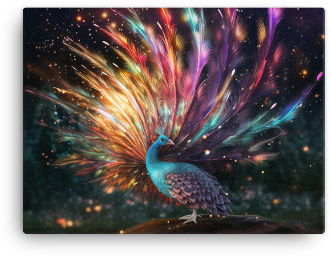 Cosmic Peacock Splendor Canvas