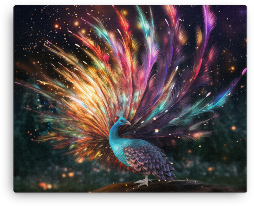 Cosmic Peacock Splendor Canvas