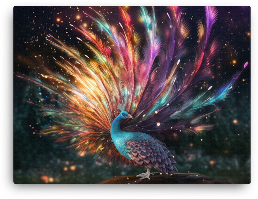 Cosmic Peacock Splendor Canvas