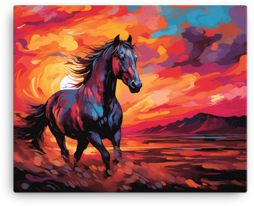 Crimson Blaze Horse Canvas Wall Art