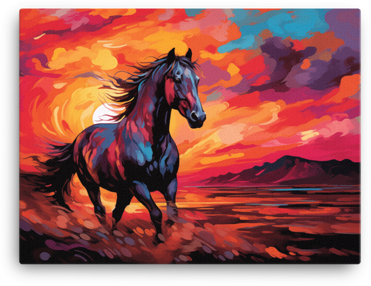 Crimson Blaze Horse Canvas Wall Art
