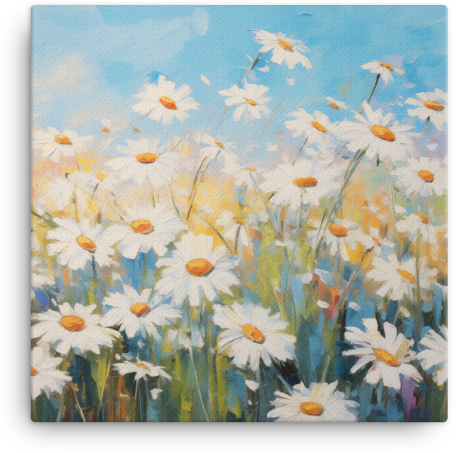 Daisy Delight in Blue Sky Canvas Wall Art wall art