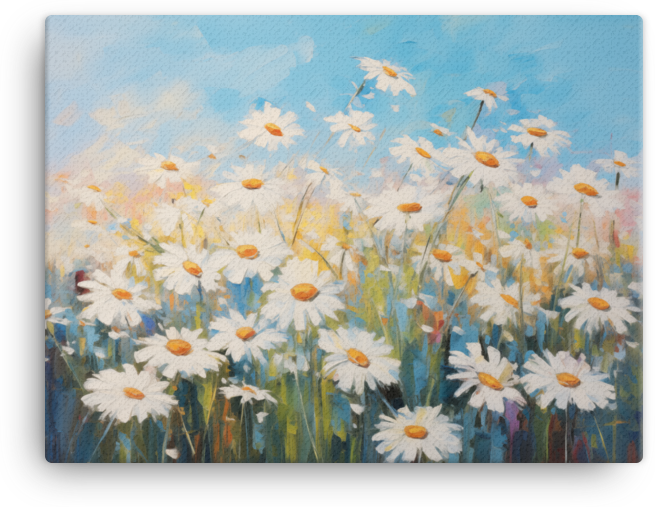 Daisy Delight in Blue Sky Canvas Wall Art wall art