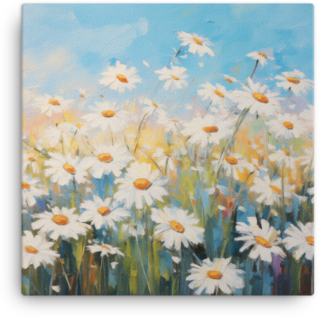 Daisy Delight in Blue Sky Canvas Wall Art wall art
