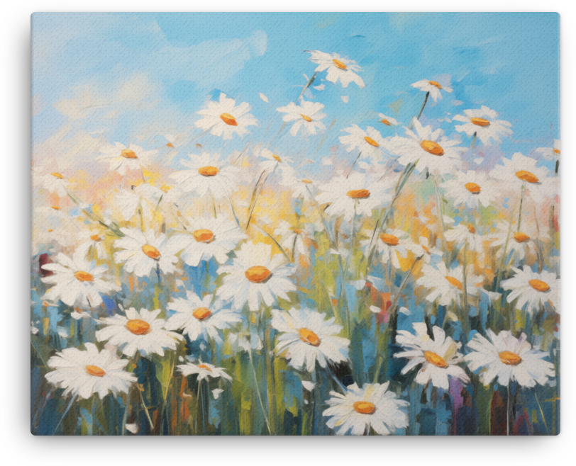 Daisy Delight in Blue Sky Canvas Wall Art wall art