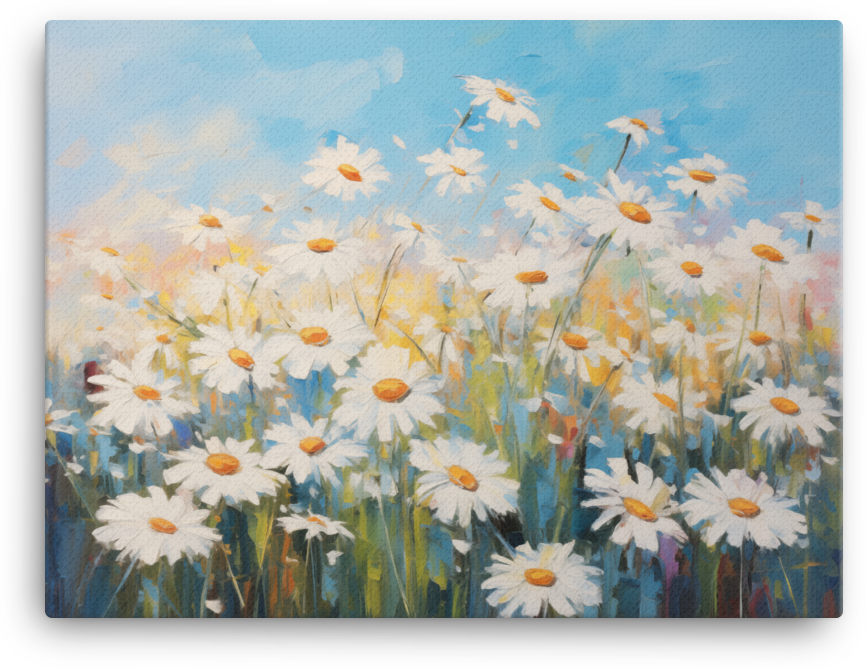 Daisy Delight in Blue Sky Canvas Wall Art wall art