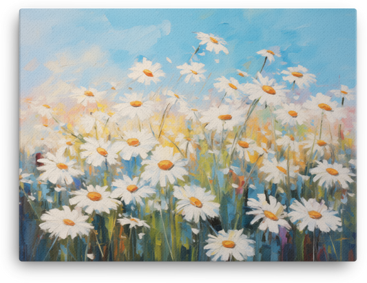 Daisy Delight in Blue Sky Canvas Wall Art wall art