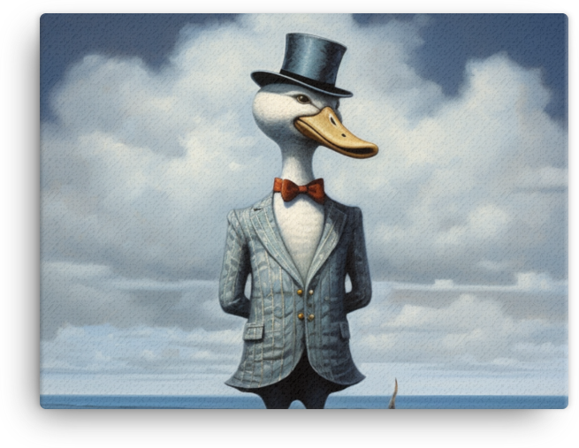 Dapper Duck in Suit with Ocean Backdrop Canvas