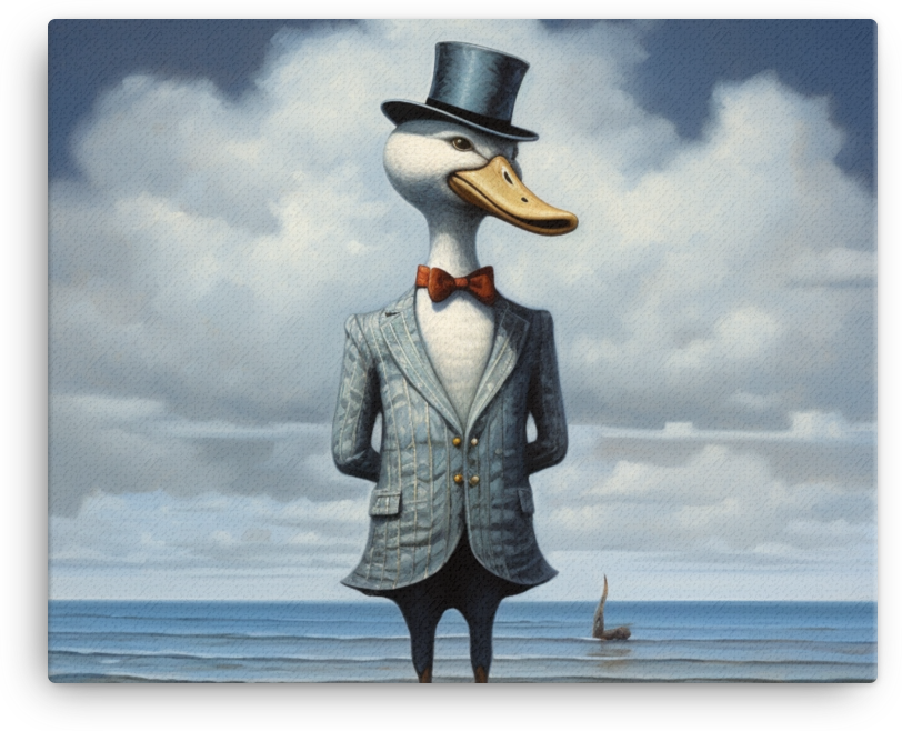 Dapper Duck in Suit with Ocean Backdrop Canvas