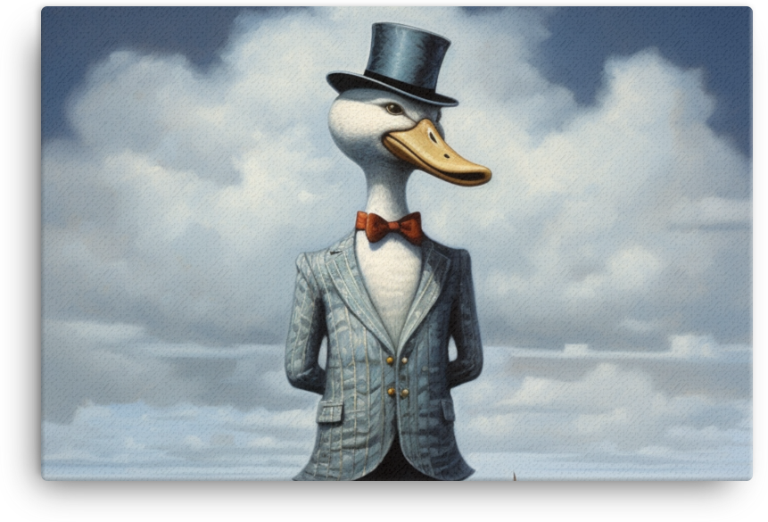 Dapper Duck in Suit with Ocean Backdrop Canvas