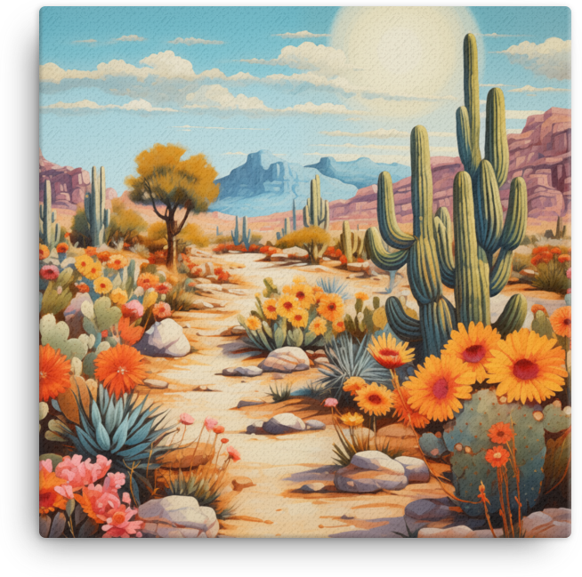 Desert Bloom and Cactus Trail Canvas