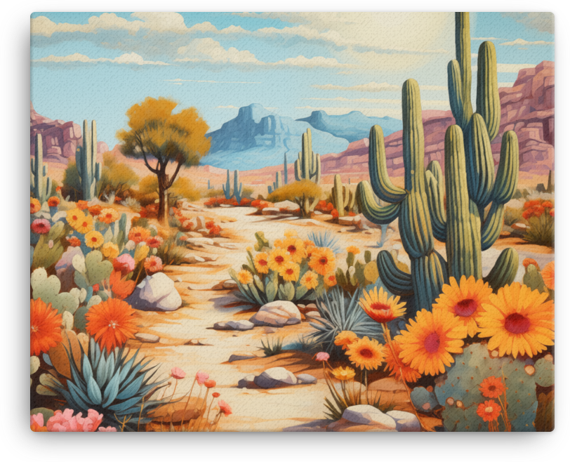 Desert Bloom and Cactus Trail Canvas