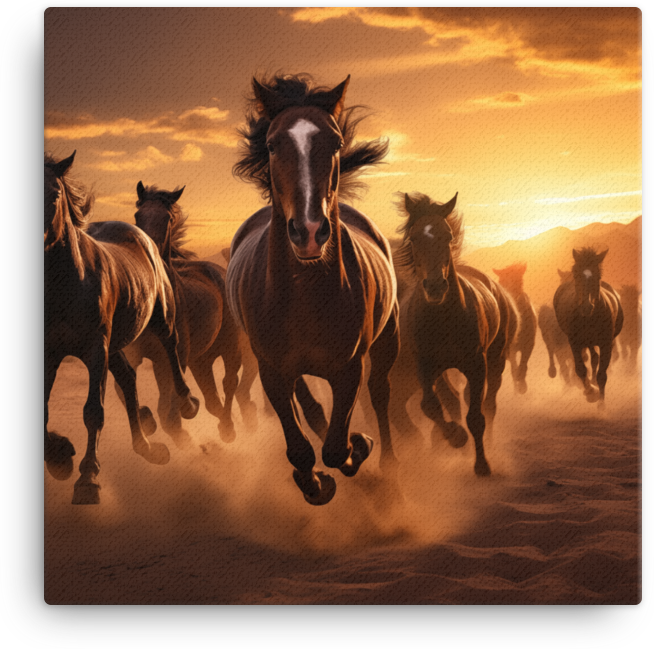 Desert Dawn Charge Horse Canvas Wall Art