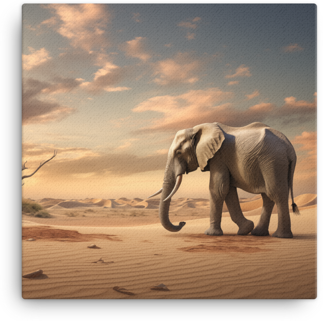 Desert Solitude Elephant Canvas Wall Art