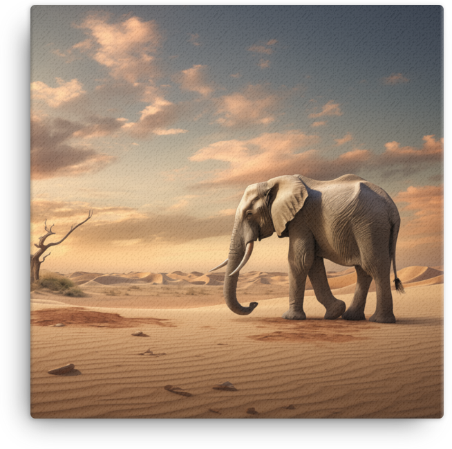Desert Solitude Elephant Canvas Wall Art