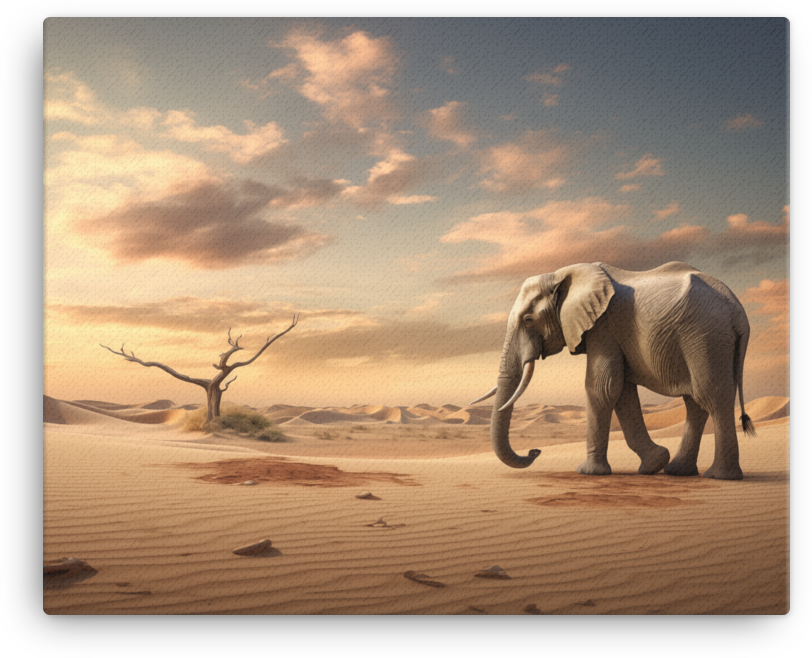 Desert Solitude Elephant Canvas Wall Art