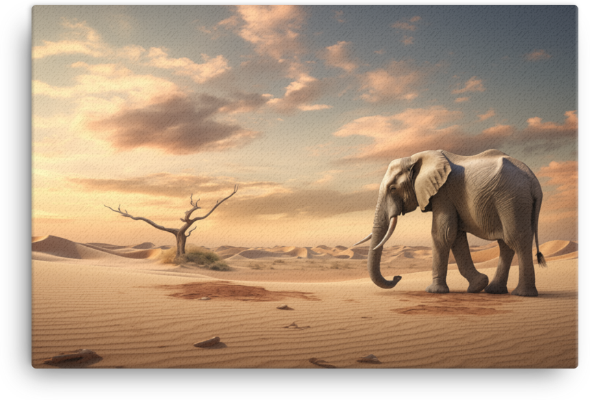Desert Solitude Elephant Canvas Wall Art