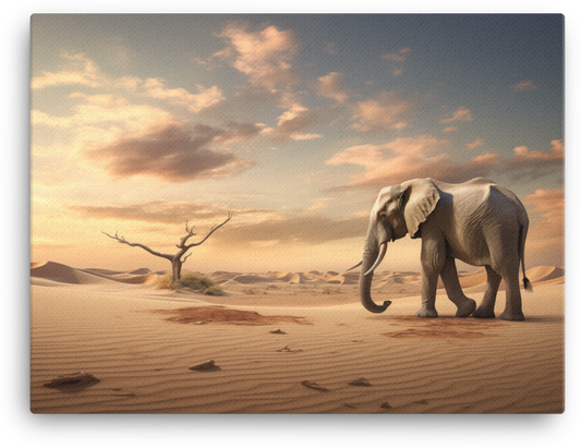 Desert Solitude Elephant Canvas Wall Art