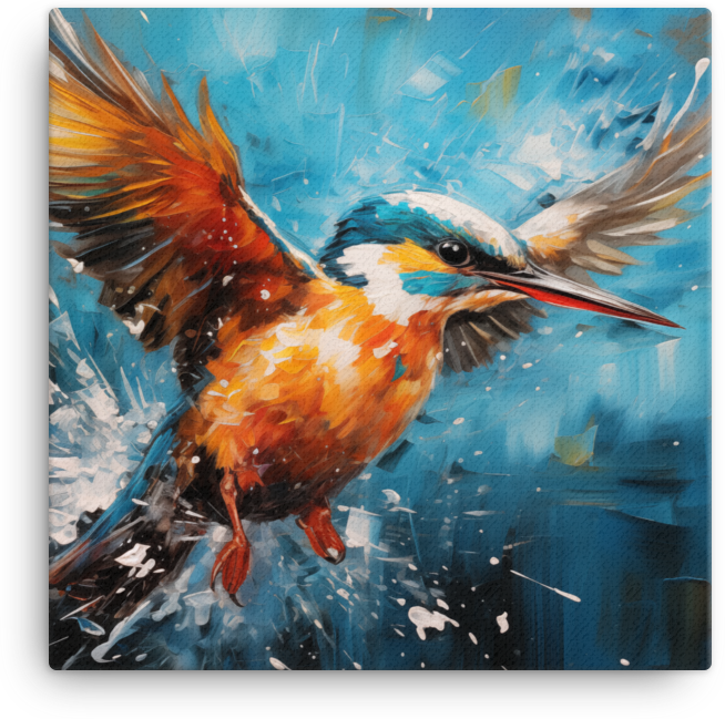 Dynamic Kingfisher Splash Canvas Wall Art