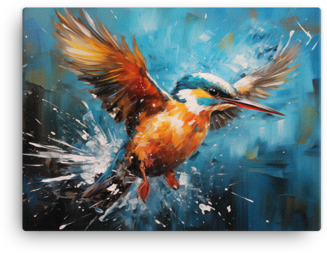 Dynamic Kingfisher Splash Canvas Wall Art
