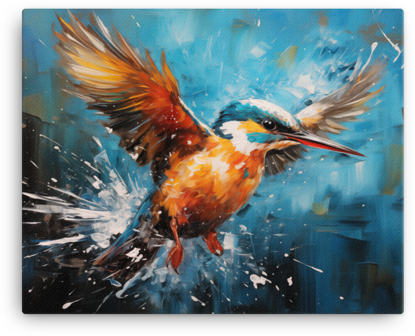 Dynamic Kingfisher Splash Canvas Wall Art
