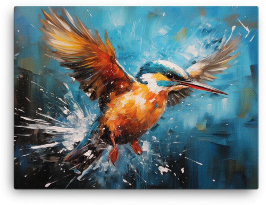 Dynamic Kingfisher Splash Canvas Wall Art