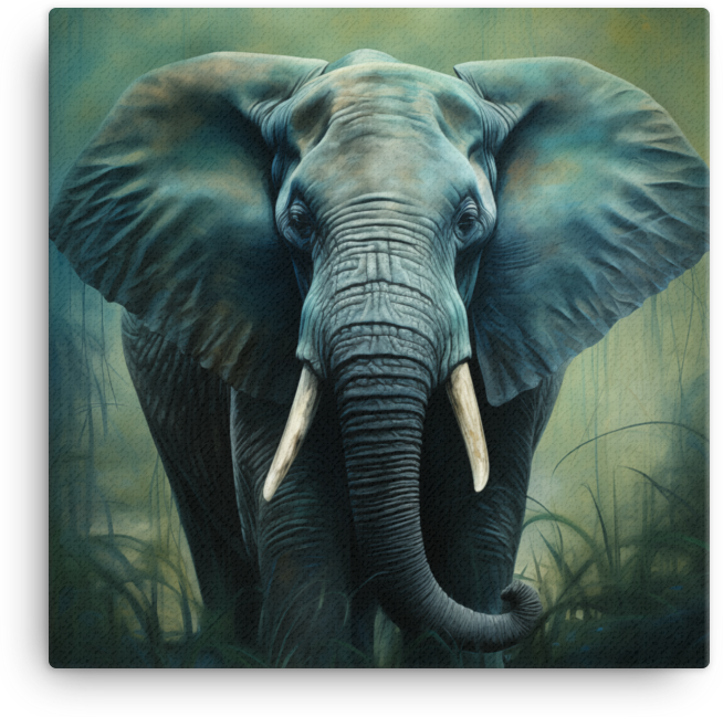 Emerald Whisper Elephant Canvas Wall Art
