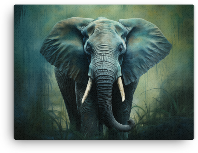 Emerald Whisper Elephant Canvas Wall Art