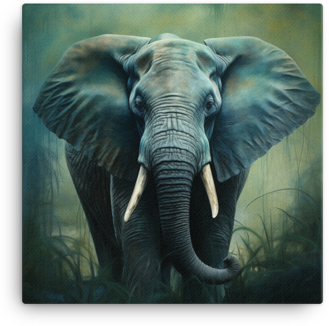 Emerald Whisper Elephant Canvas Wall Art