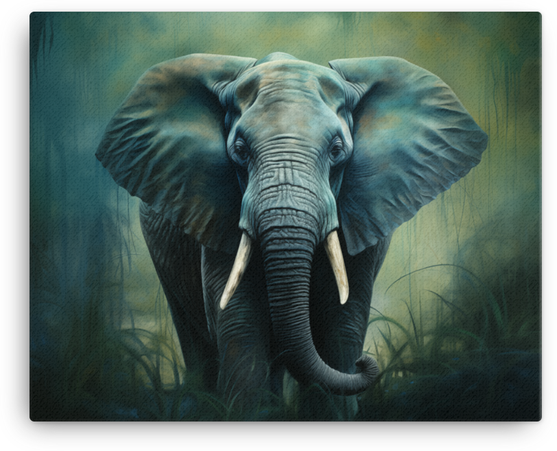 Emerald Whisper Elephant Canvas Wall Art