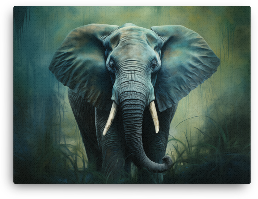 Emerald Whisper Elephant Canvas Wall Art