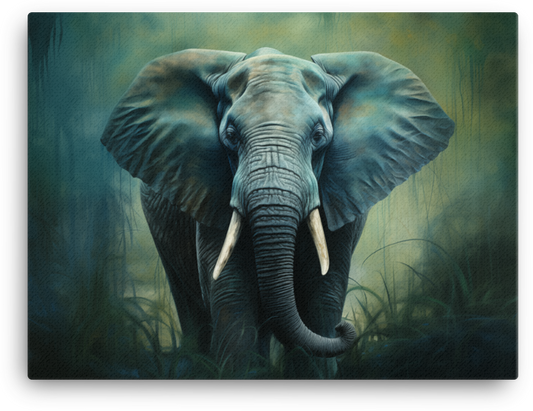 Emerald Whisper Elephant Canvas Wall Art