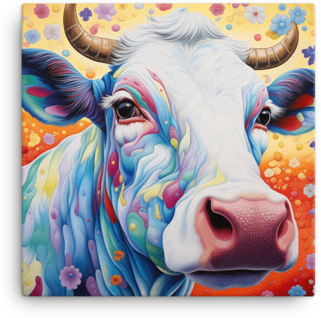 Enchanted Garden Cow Canvas Wall Art