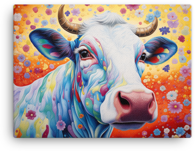 Enchanted Garden Cow Canvas Wall Art