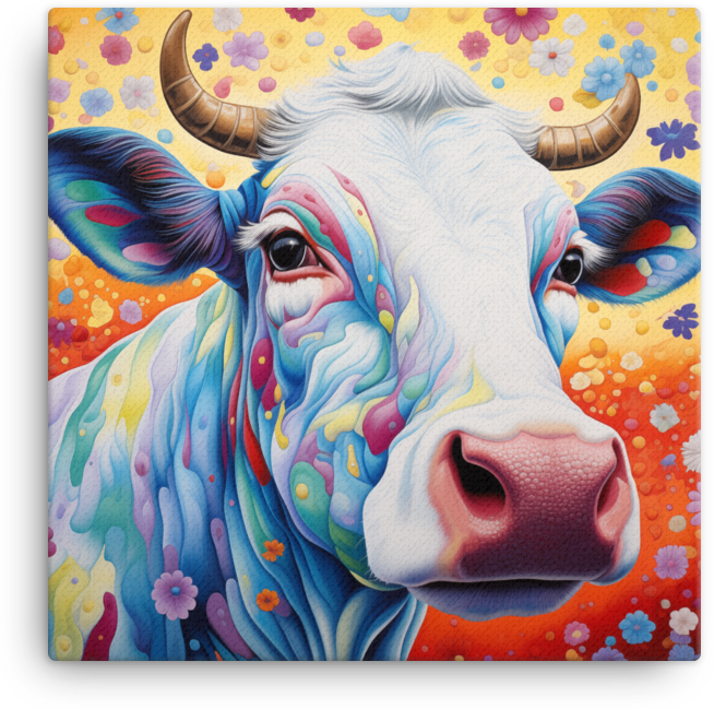 Enchanted Garden Cow Canvas Wall Art