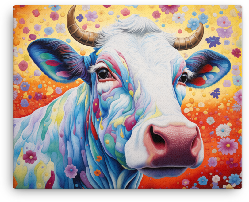 Enchanted Garden Cow Canvas Wall Art